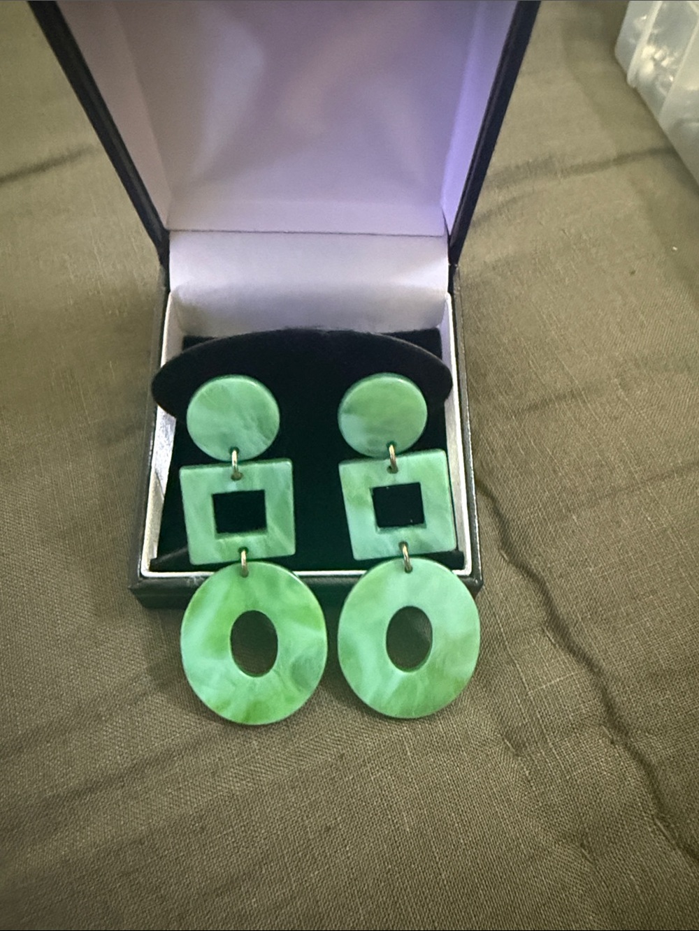 Green Statement Dangle Earrings - Women Jewelry